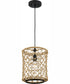 Chandra 1-Light Global Pendant with Woven Shade Matte Black