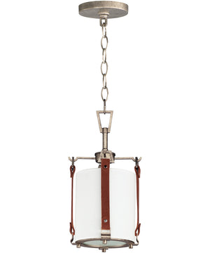 Sausalito 1-Light Small Pendant Weathered Zinc / Brown Suede