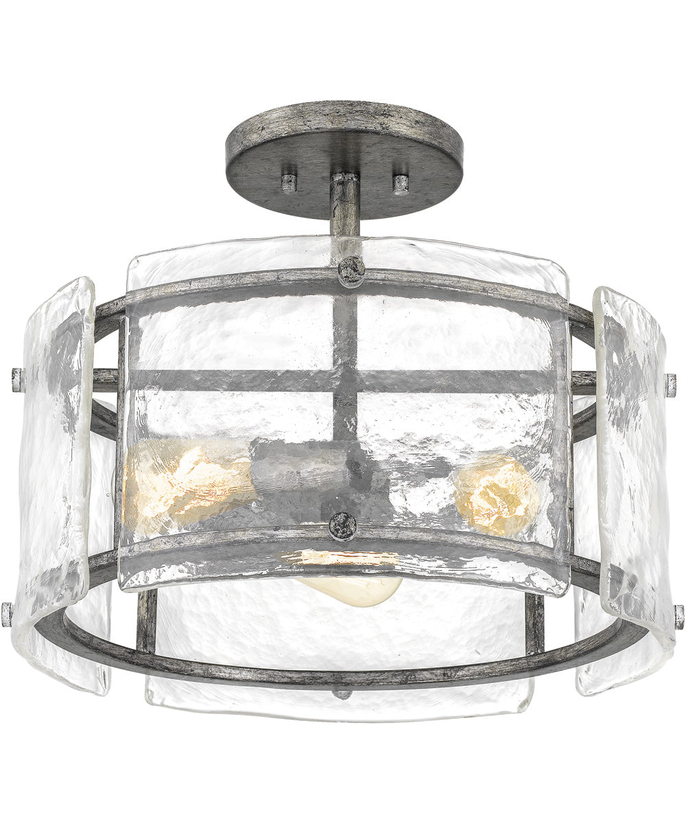 Fortress 3-light Semi Flush Mount Mottled Silver