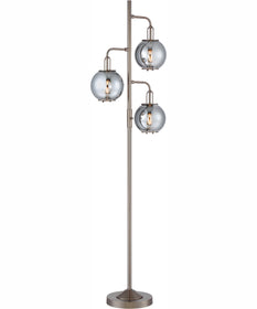 Kaira 3-Light 3-Light Floor Lamp G/Smoke Glass Shade