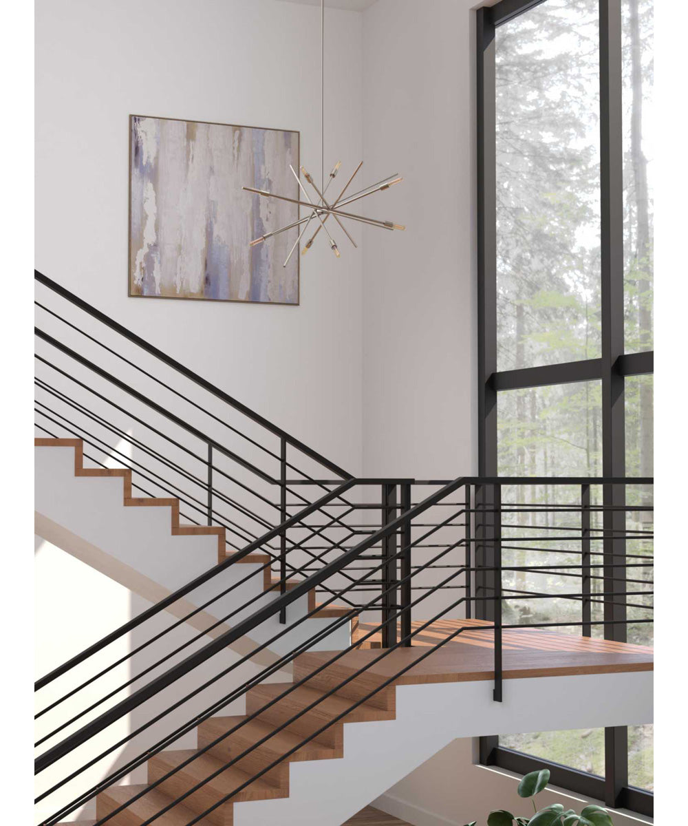 Astra 8-Light Mid-Century Modern Chandelier Light Brushed Nickel