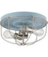 Medal 2-Light Coastal Blue/Brushed Nickel Industrial Style Flush Mount Ceiling Light Coastal Blue