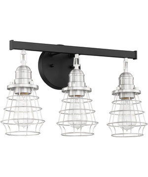 Thatcher 3-Light Bath Vanity Light Flat Black/Brushed Polished Nickel