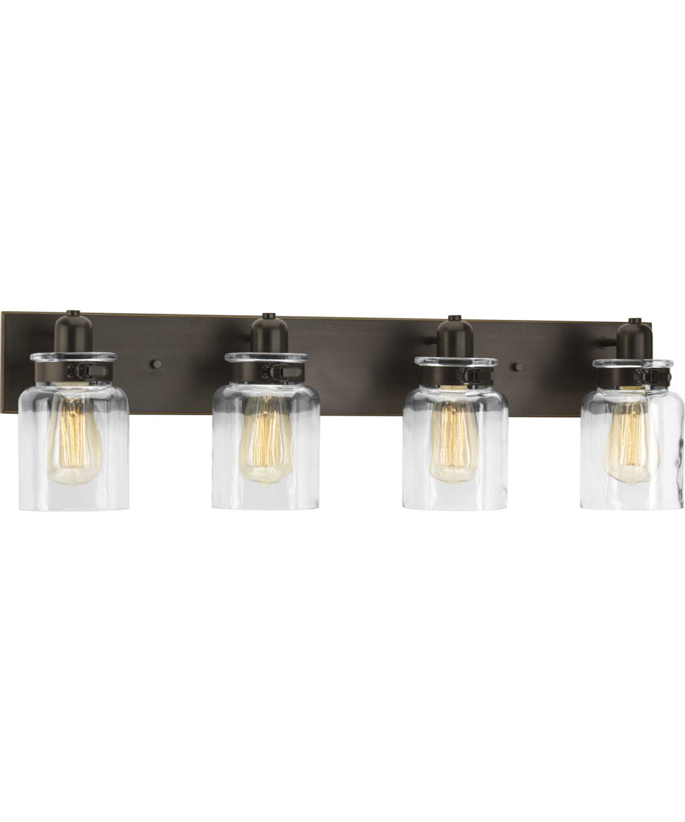 Calhoun 4-Light Clear Glass Farmhouse Bath Vanity Light Antique Bronze