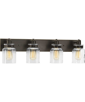 Calhoun 4-Light Clear Glass Farmhouse Bath Vanity Light Antique Bronze