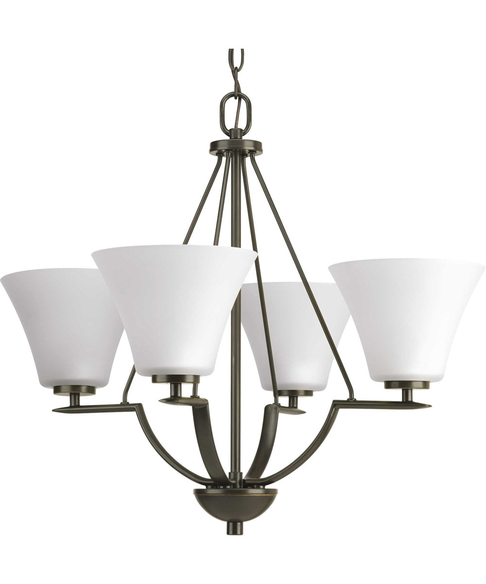 Bravo 4-Light Etched Glass Modern Chandelier Light Antique Bronze