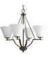 Bravo 4-Light Etched Glass Modern Chandelier Light Antique Bronze