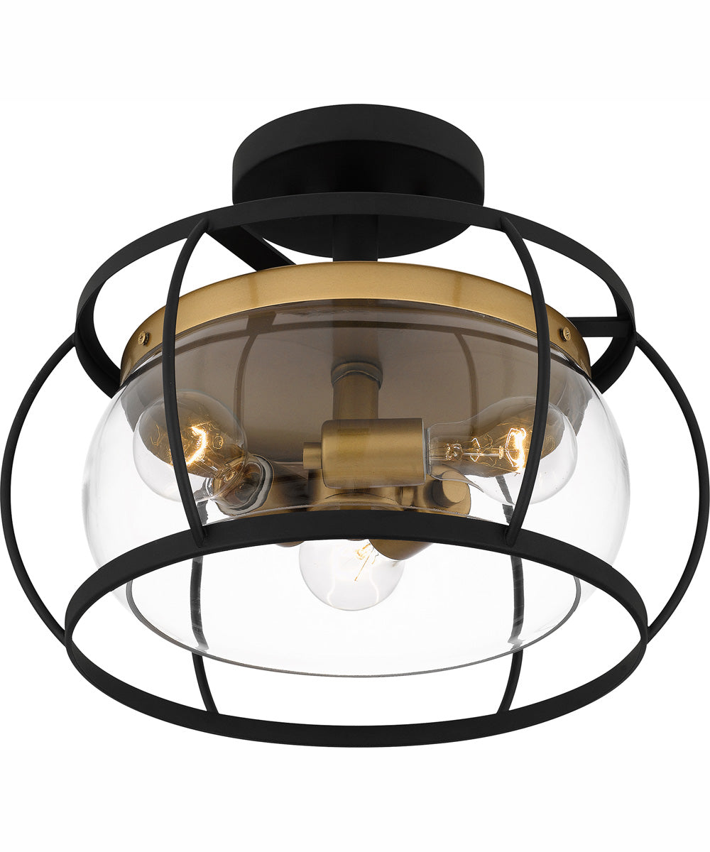 Thyme 3-light Semi Flush Mount Earth Black
