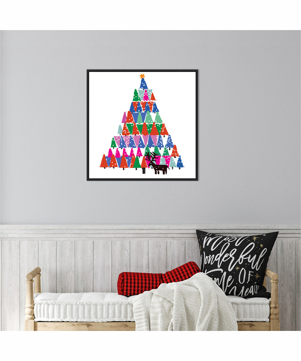 Framed Christmas Tree by Jenny Frean Canvas Wall Art Print (22  W x 22  H), Sylvie Black Frame