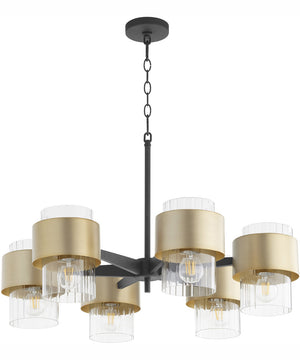 Epsilon 6-light Chandelier Textured Black w/ Aged Brass