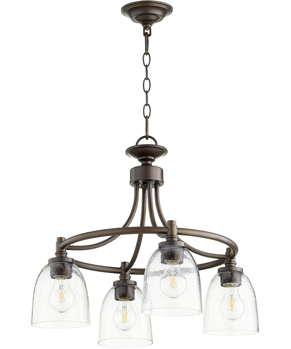 21"W Rossington 4-light Nook Chandelier Oiled Bronze w/ Clear/Seeded