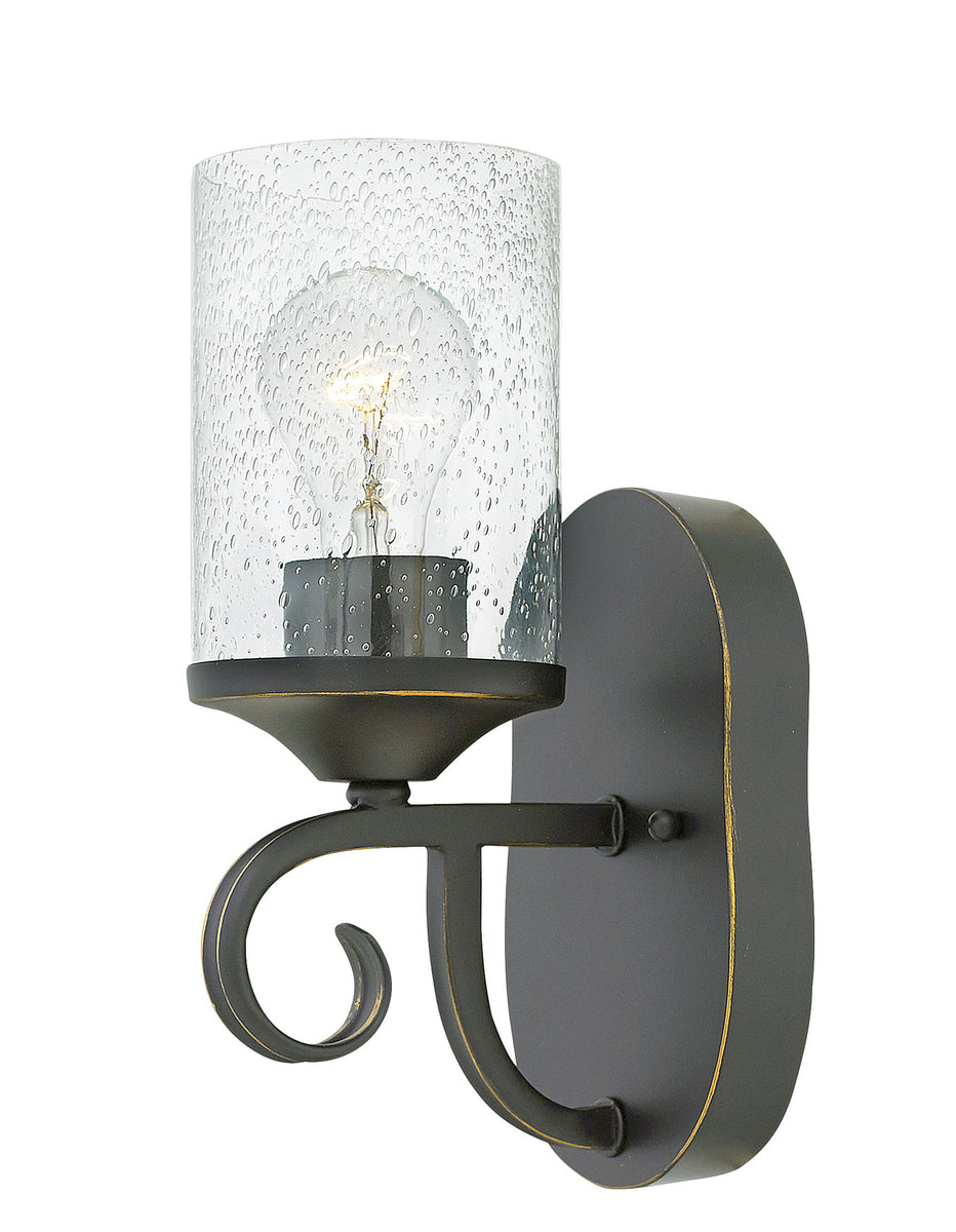 5"W Casa 1-Light Sconce in Olde Black with Clear Seedy
