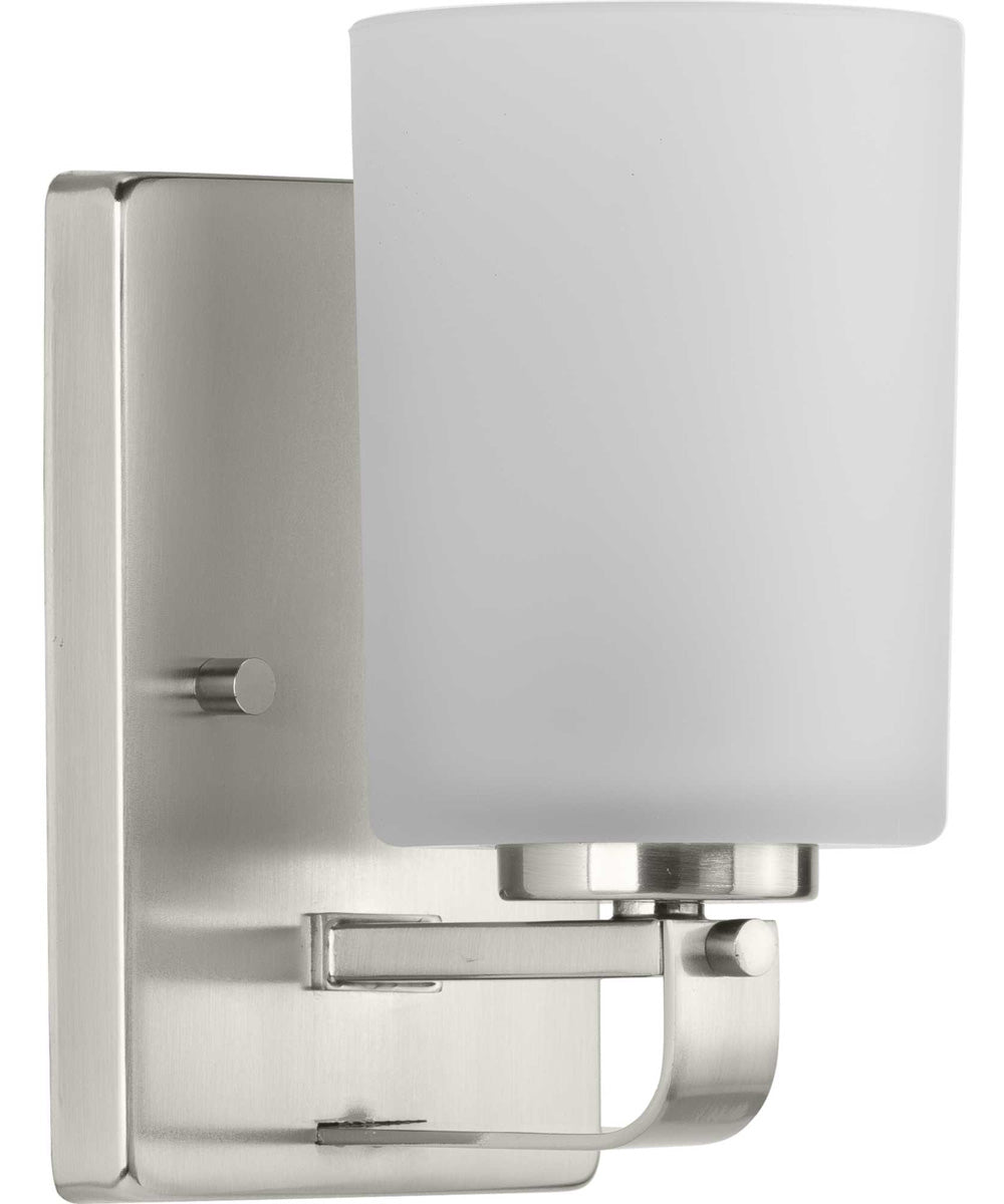 League 1-Light Etched Glass Modern Farmhouse Bath Vanity Light Brushed Nickel