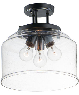 13"W Acadia 3-Light Semi-Flush Mount Black