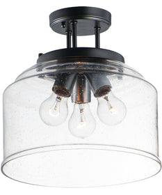 13"W Acadia 3-Light Semi-Flush Mount Black