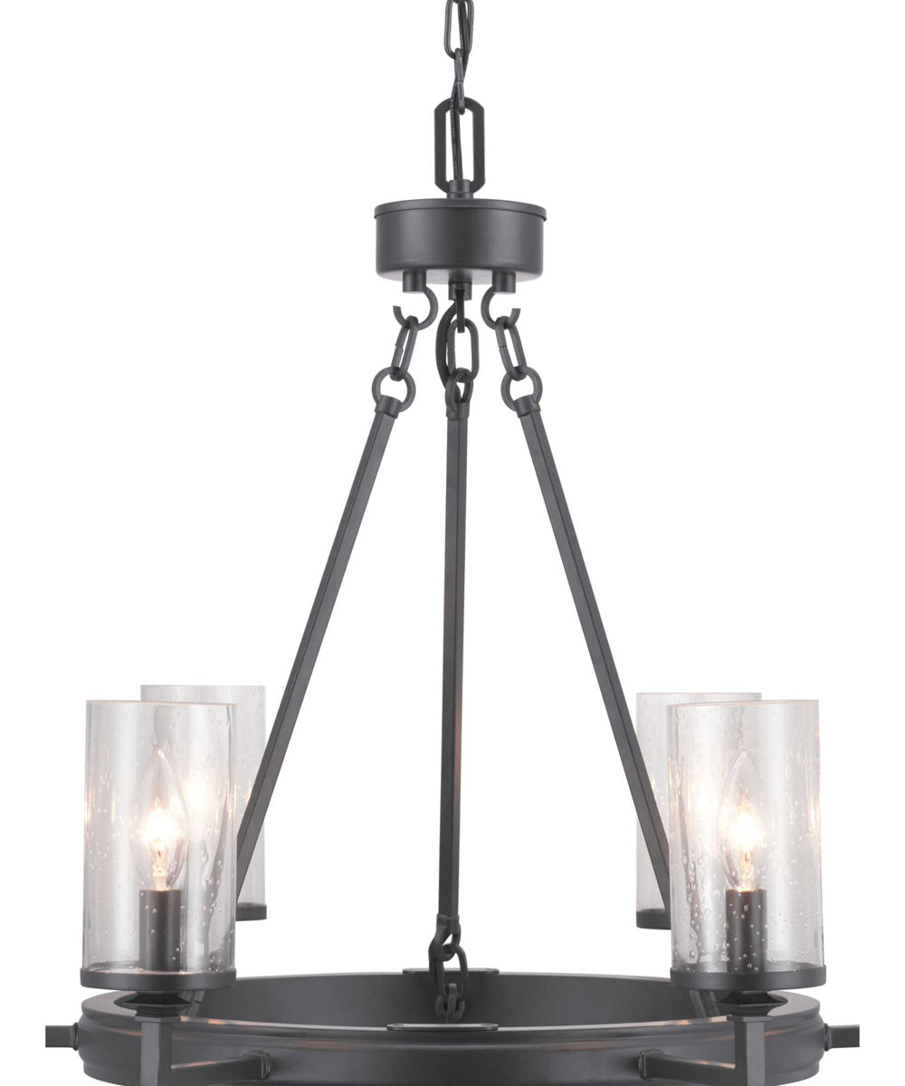 Gresham 6-Light Clear Seeded Glass Farmhouse Chandelier Light Graphite