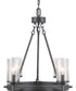 Gresham 6-Light Clear Seeded Glass Farmhouse Chandelier Light Graphite