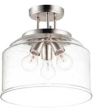 13"W Acadia 3-Light Semi-Flush Mount Satin Nickel