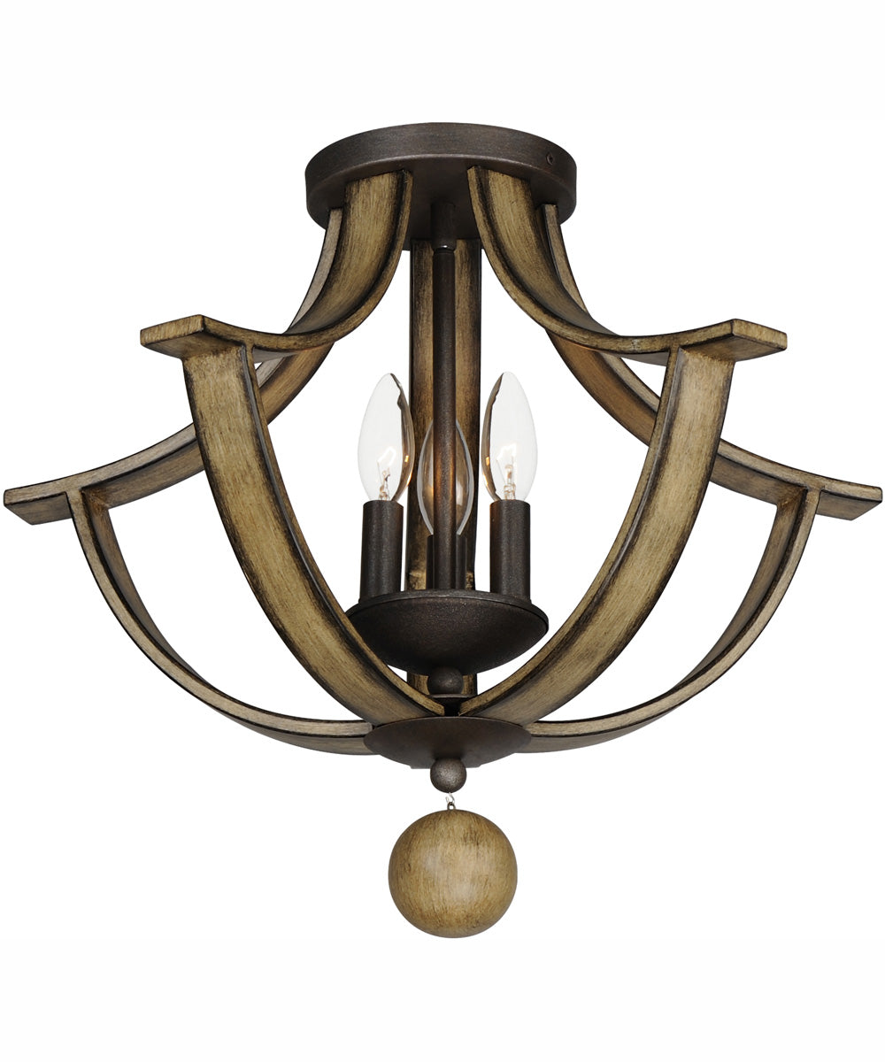 Basque 3-Light Semi-Flush Mount Driftwood/Anthracite