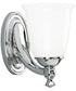 Victorian 1-Light White Opal Glass Farmhouse Bath Vanity Light Polished Chrome