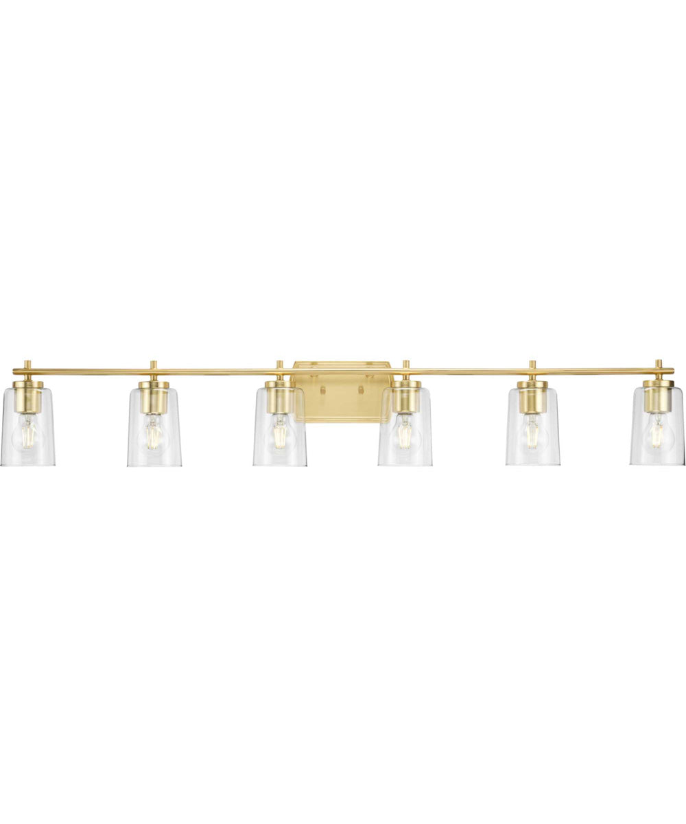 Adley 6-Light New Traditional Clear Glass Bath Vanity Light Satin Brass