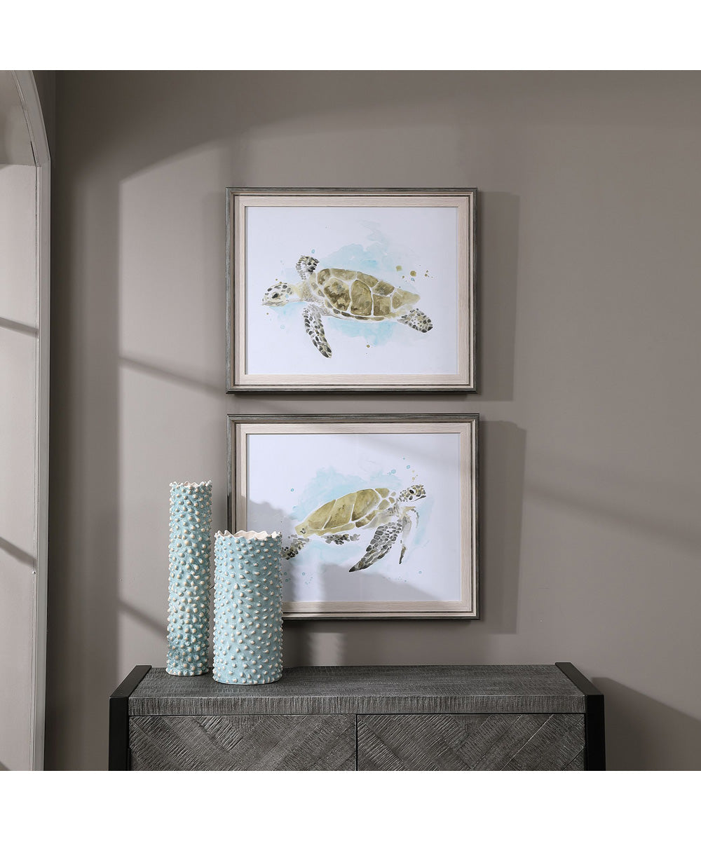 Sea Turtle Study Watercolor Prints, Set of 2
