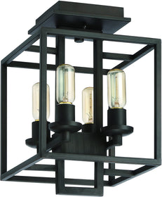 11"W Cubic 4-Light Semi Flush Aged Bronze Brushed