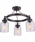 Foxwood 3-Light Semi Flush Flat Black/Dark Teak