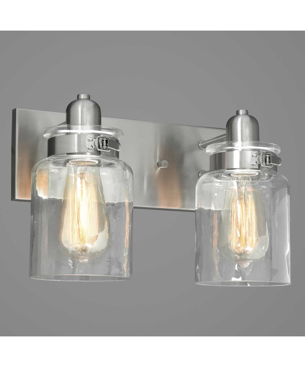 Calhoun 2-Light Clear Glass Farmhouse Bath Vanity Light Brushed Nickel