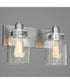 Calhoun 2-Light Clear Glass Farmhouse Bath Vanity Light Brushed Nickel