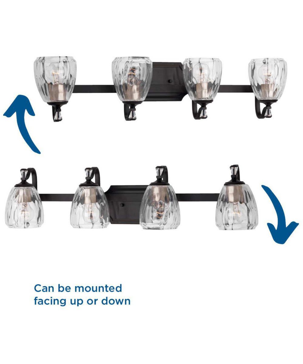 Anjoux 4-Light Clear Water Glass Luxe Bath Vanity Light Antique Bronze