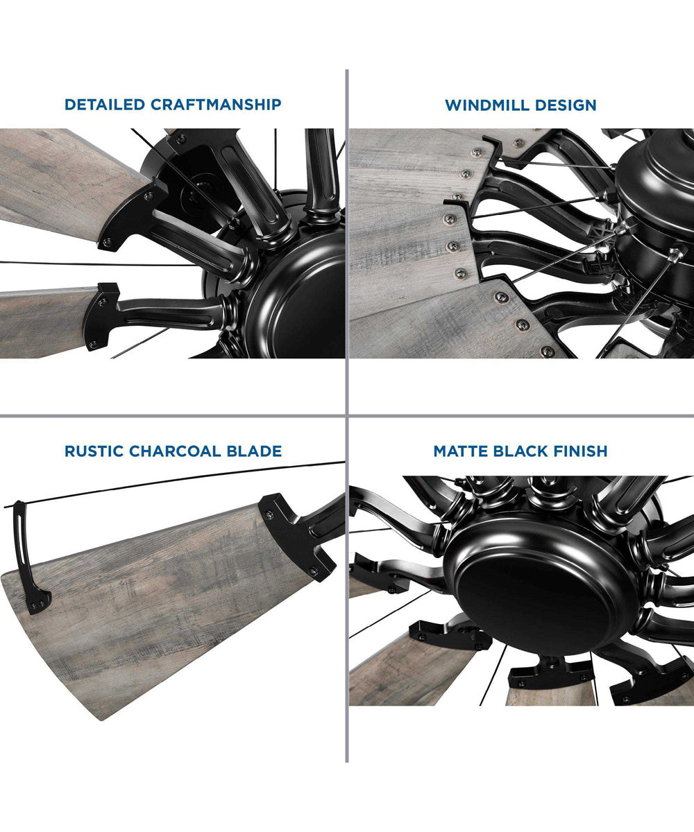 Springer 60-Inch 12-Blade DC Motor Farmhouse Windmill Ceiling Fan Matte Black