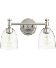17"W Rossington 2-light Bath Vanity Light Satin Nickel w/ Clear/Seeded