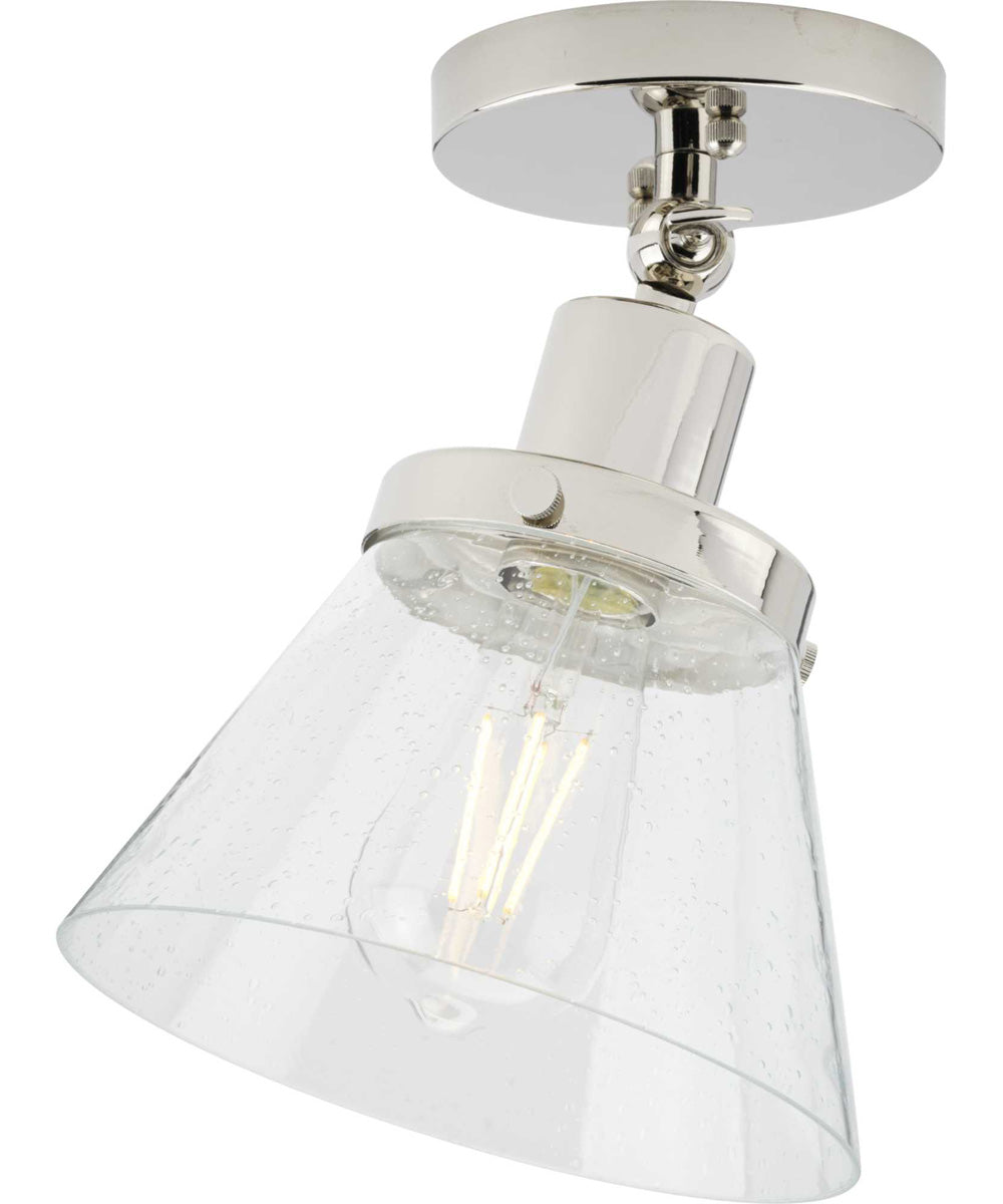 Hinton 1-Light Clear Seeded Glass Vintage Style Ceiling Light Polished Nickel