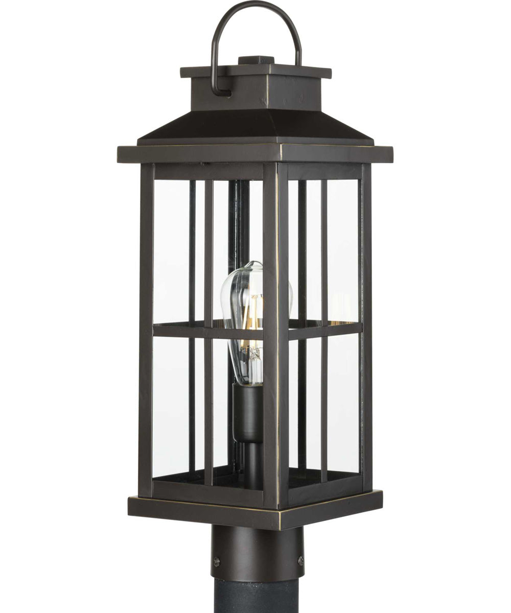 Williamston 1-Light Clear Glass Transitional Style Outdoor Post Lantern Antique Bronze