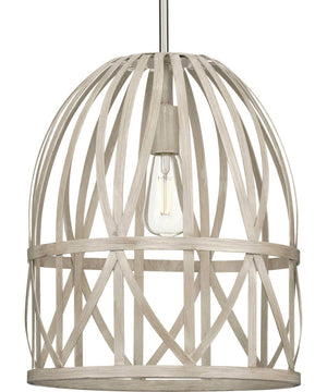 Chastain  1-Light Basket Farmhouse Pendant Light Bleached Oak