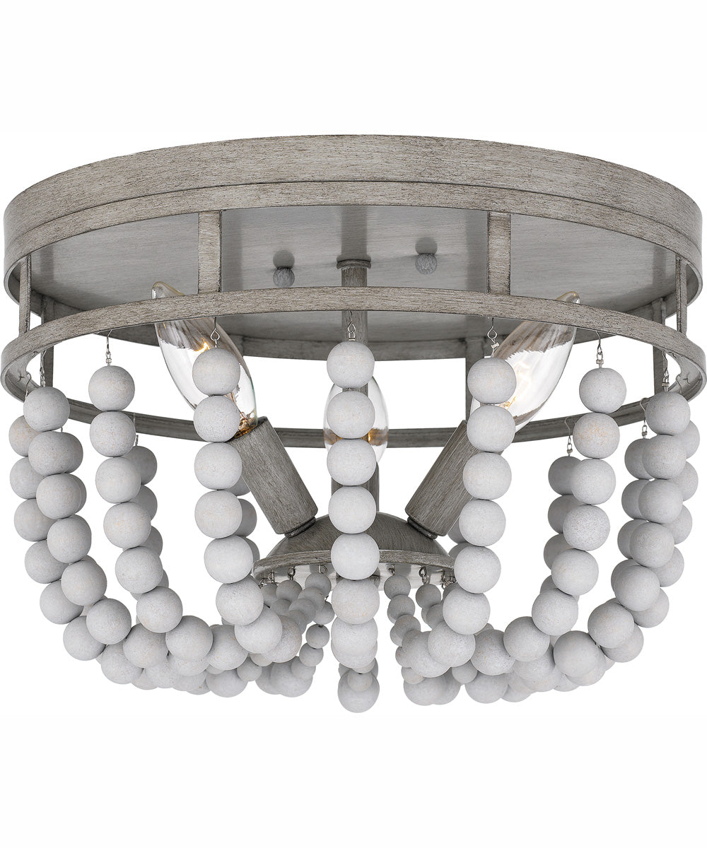 Quoizel Flush Mount Medium 3-light Flush Mount Weathered White Maple