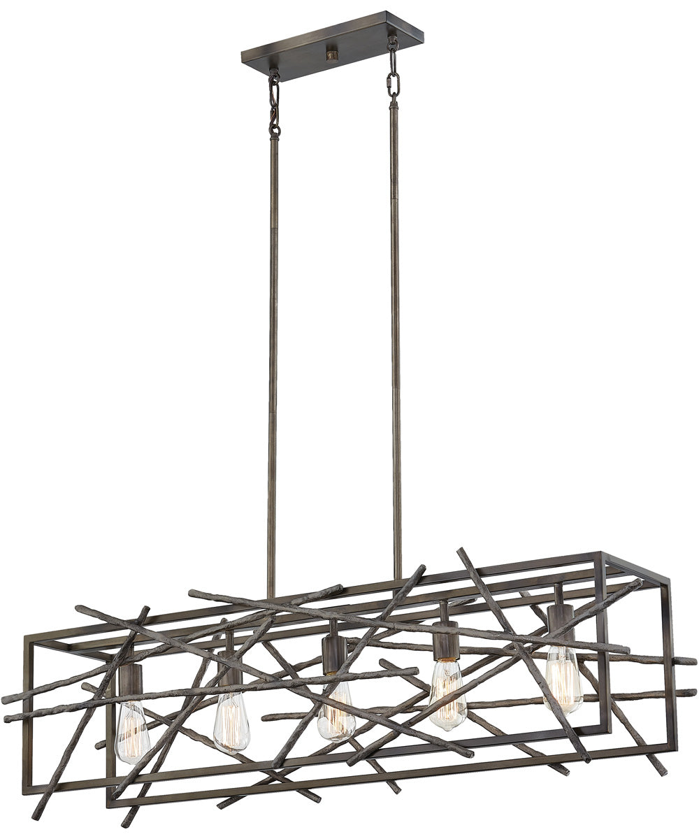 Brigham 5-light Island Light Restored Bronze