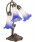 16" High Blue/White Pond Lily Tiffany Pond Lily 3 Light Accent Lamp