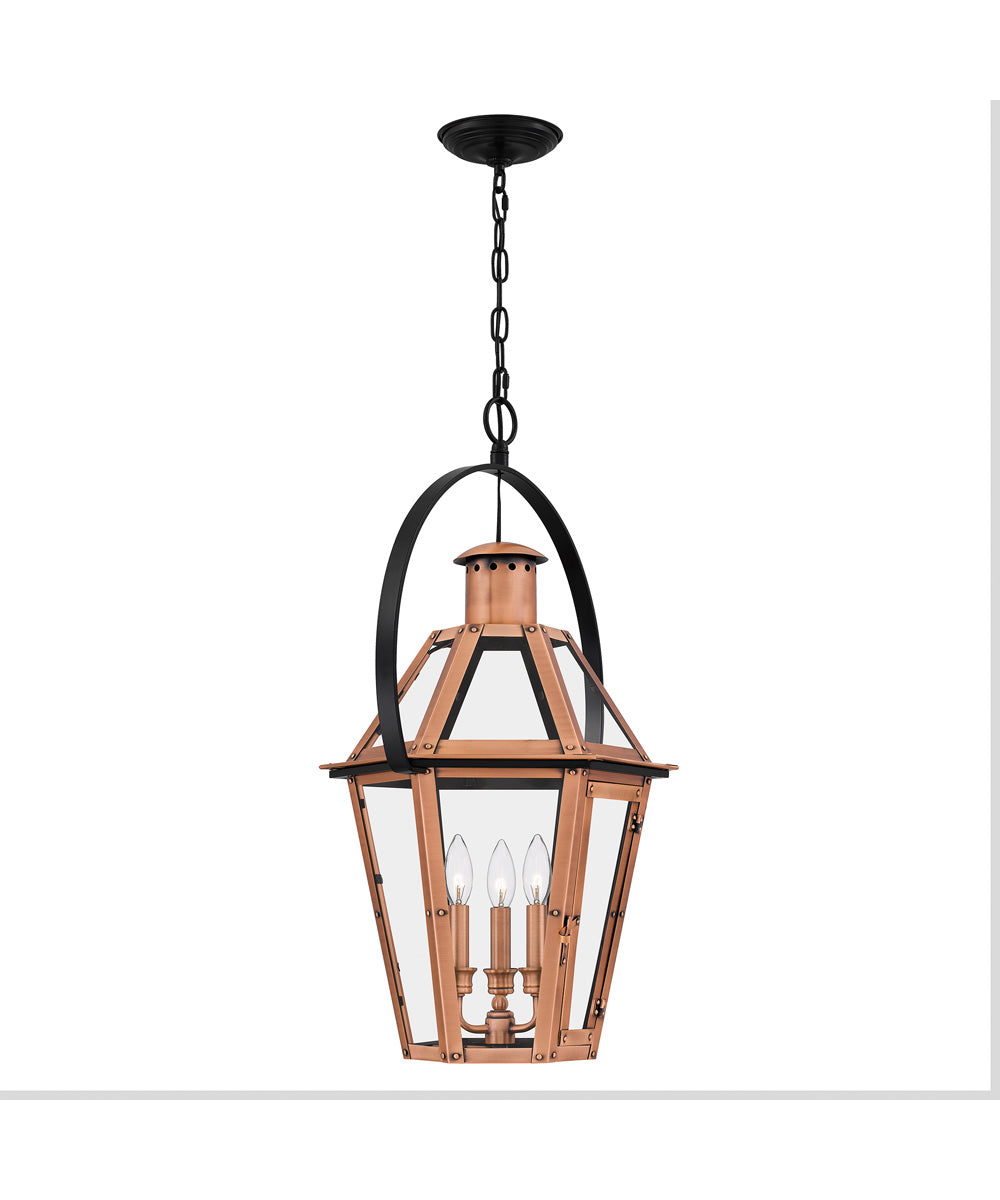 Burdett Large 3-light Outdoor Pendant Light Aged Copper