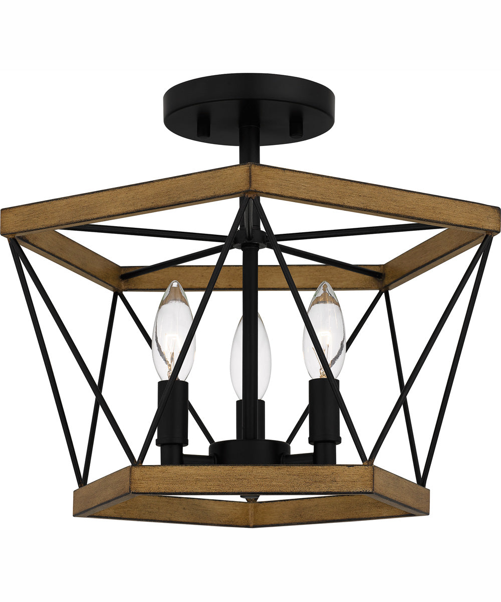 Quoizel Semi-Flush Mount Medium 3-light Semi Flush Mount Aged Walnut