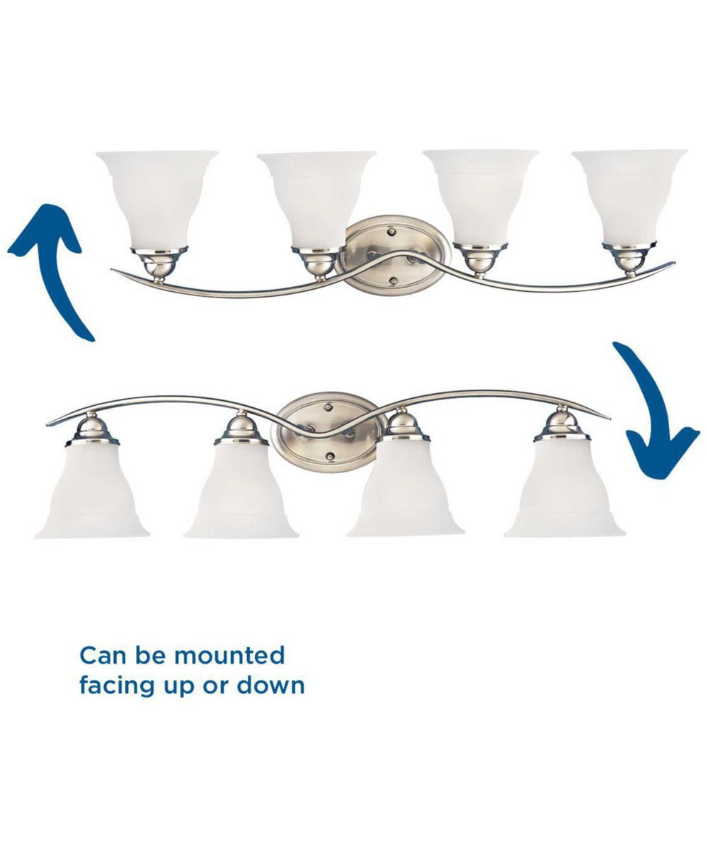 Trinity 4-Light Etched Glass Traditional Bath Vanity Light Brushed Nickel