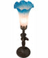 15" High Pink/Blue Tiffany Pond Lily Nouveau Lady Accent Lamp