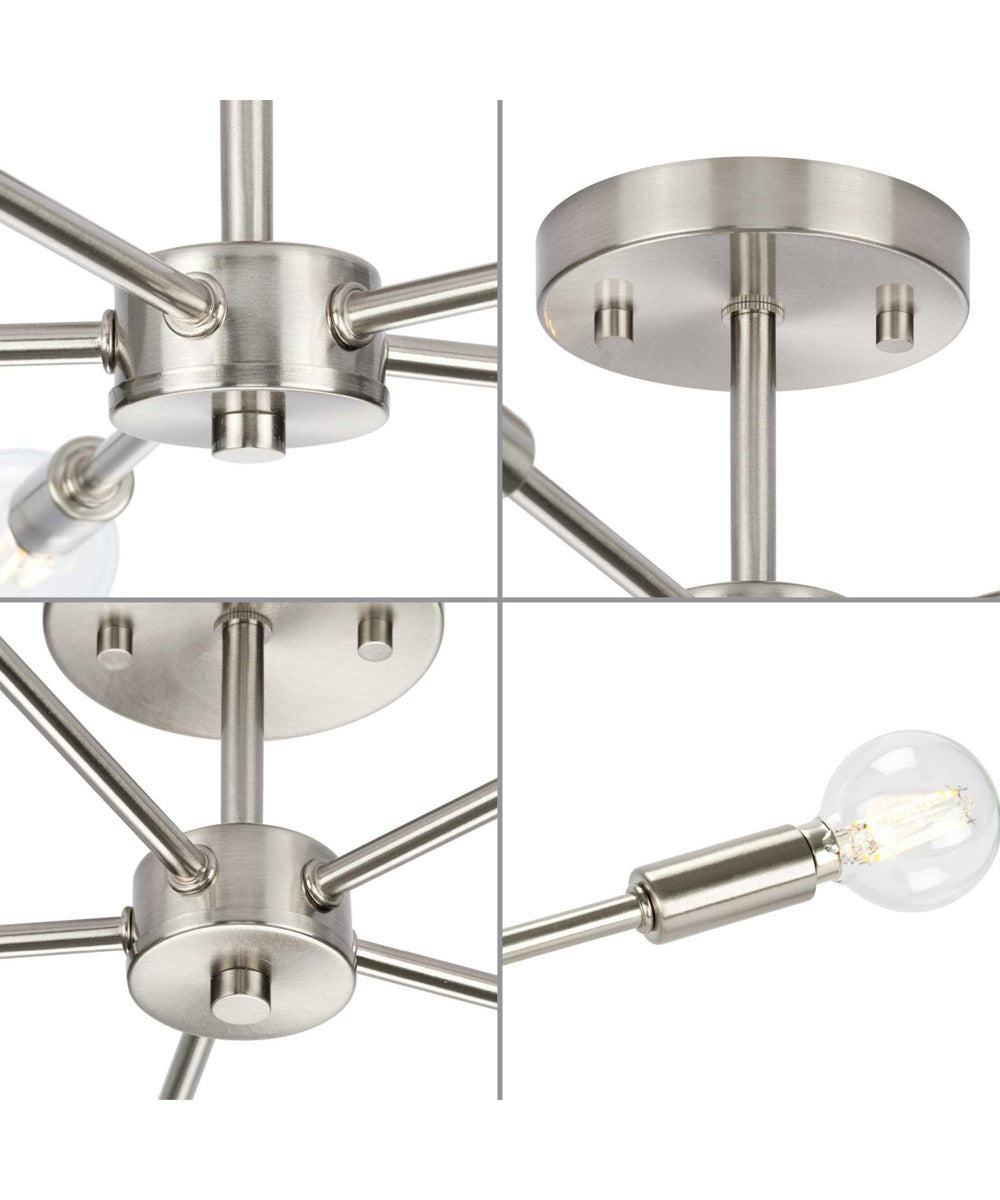 Delayne 5-Light Mid-Century Modern Semi-Flush Mount Light Brushed Nickel