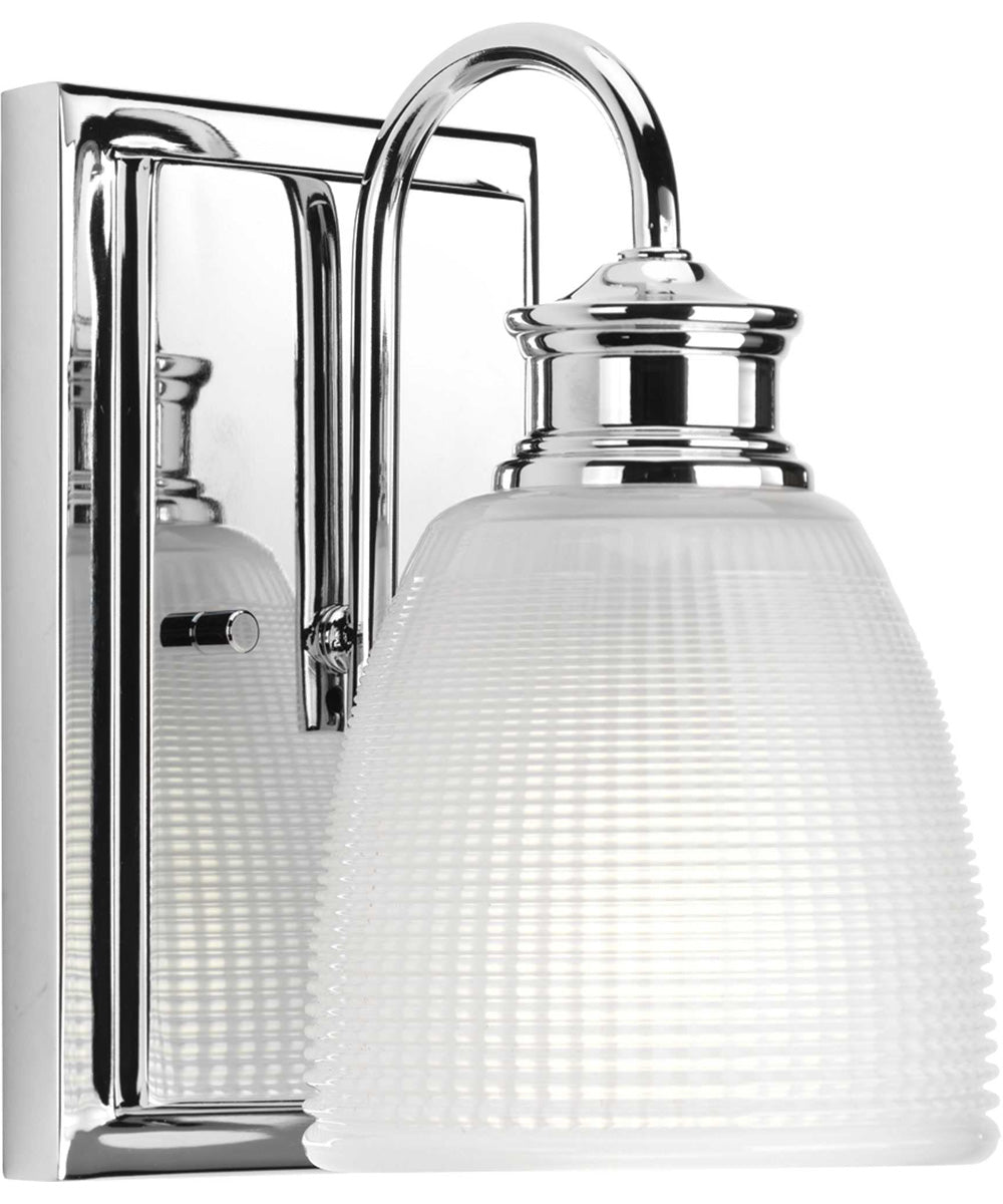 Lucky 1-Light Frosted Prismatic Glass Coastal Bath Vanity Light Polished Chrome