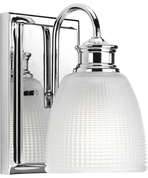 Lucky 1-Light Frosted Prismatic Glass Coastal Bath Vanity Light Polished Chrome
