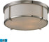 15"W Flushmounts 3-Light LED Flushmount Brushed Nickel/Opal White Glass