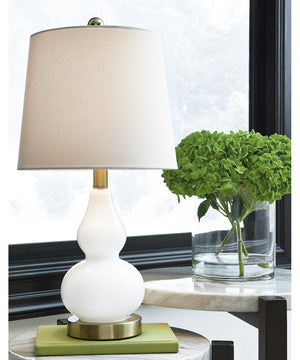 Makana Glass Table Lamp (1/CN) White/Brass