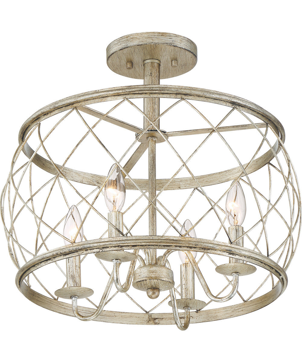 Dury Medium 4-light Semi Flush Mount Century Silver Leaf