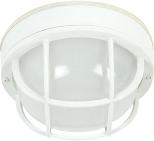 10"W Bulkhead 1-Light Outdoor Flush Mount Matte White